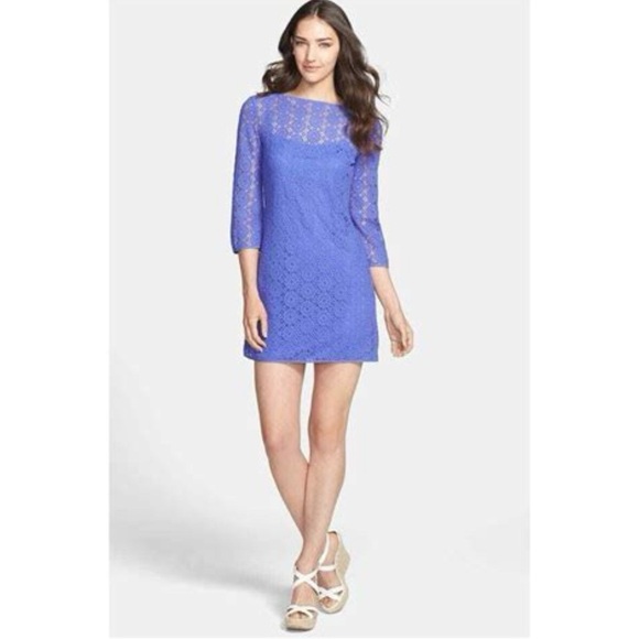 Lilly Pulitzer Dresses & Skirts - Lilly Pulitzer Topanga Crochet Lace Dress Breakers Blue Bell Sleeve Small